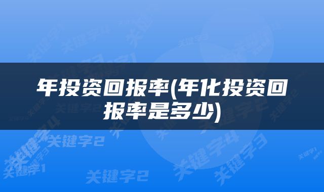 年投资回报率(年化投资回报率是多少)
