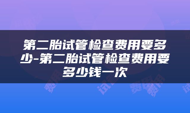 第二胎试管检查费用要多少-第二胎试管检查费用要多少钱一次