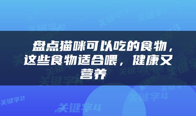 盘点猫咪可以吃的食物，这些食物适合喂，健康又营养 