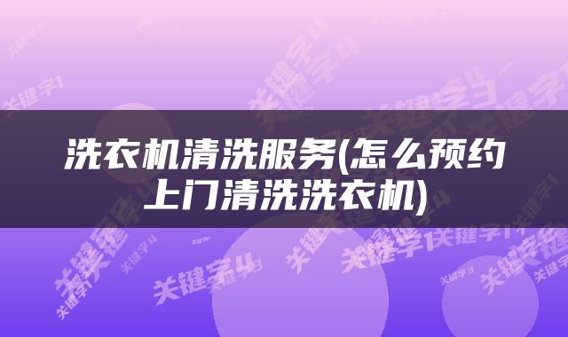 洗衣机清洗服务(怎么预约上门清洗洗衣机)