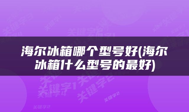 海尔冰箱哪个型号好(海尔冰箱什么型号的最好)