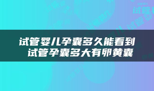 试管婴儿孕囊多久能看到 试管孕囊多大有卵黄囊