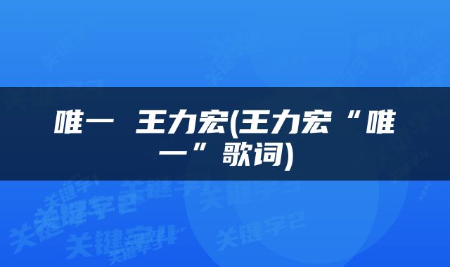 唯一 王力宏(王力宏“唯一”歌词)