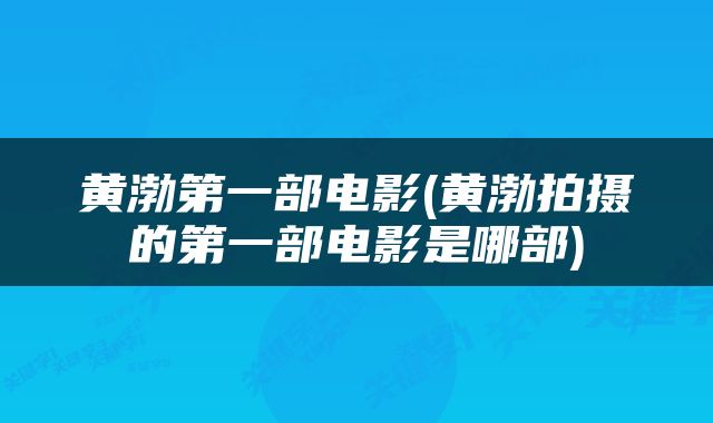 黄渤第一部电影(黄渤拍摄的第一部电影是哪部)