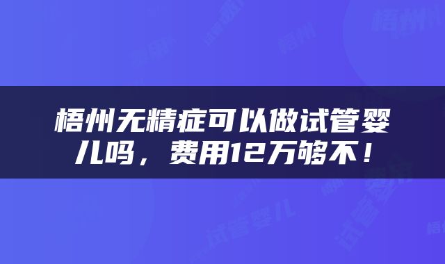 梧州无精症可以做试管婴儿吗，费用12万够不！