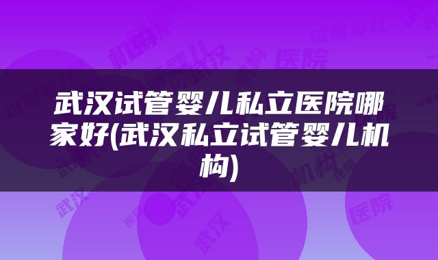 武汉试管婴儿私立医院哪家好(武汉私立试管婴儿机构)