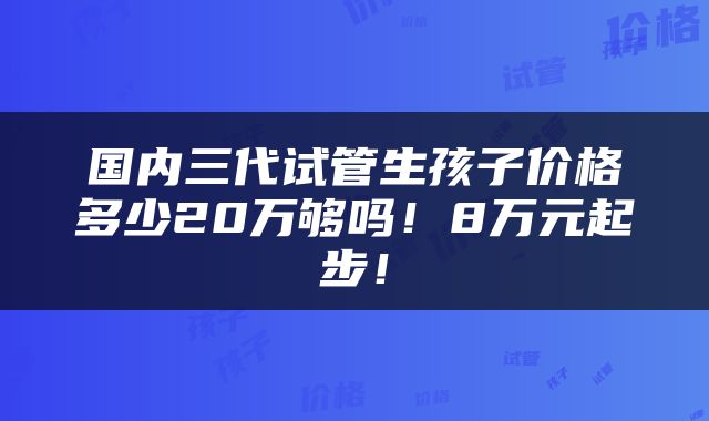 国内三代试管生孩子价格多少20万够吗！8万元起步！