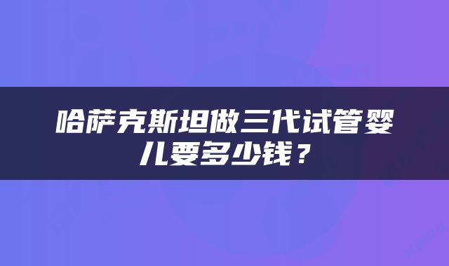 哈萨克斯坦做三代试管婴儿要多少钱？