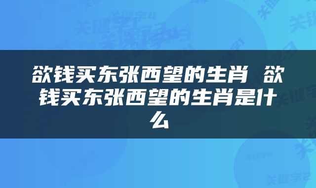 欲钱买东张西望的生肖 欲钱买东张西望的生肖是什么