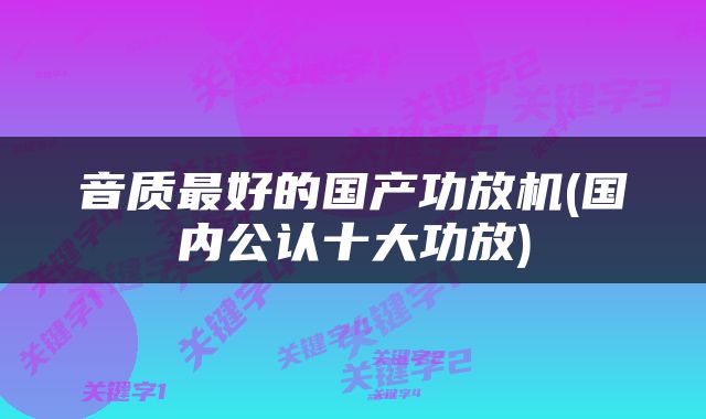 音质最好的国产功放机(国内公认十大功放)
