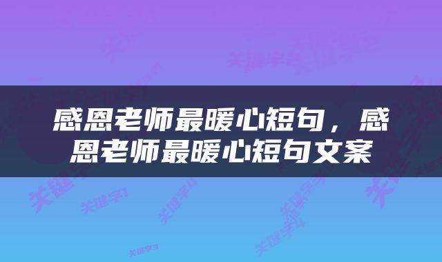 感恩老师最暖心短句，感恩老师最暖心短句文案