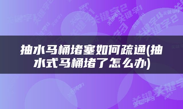 抽水马桶堵塞如何疏通(抽水式马桶堵了怎么办)