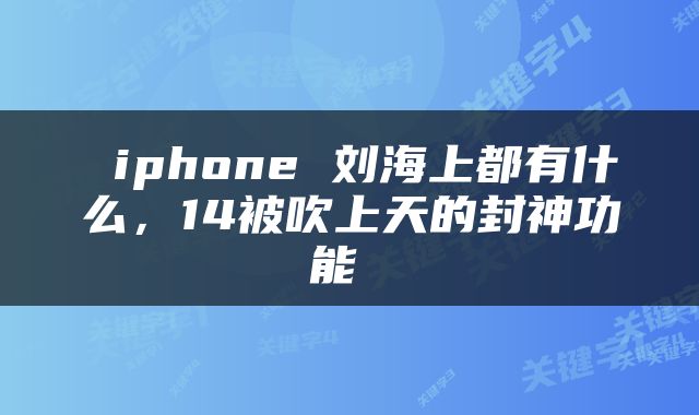 iphone 刘海上都有什么,14被吹上天的封神功能