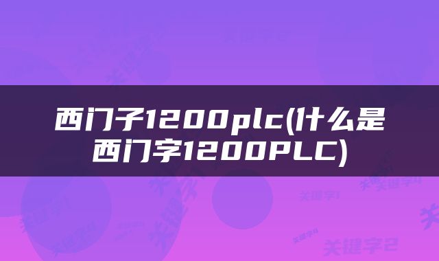 西门子1200plc(什么是西门字1200PLC)