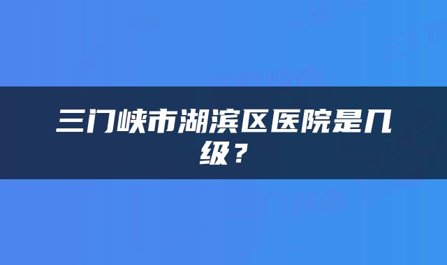 三门峡市湖滨区医院是几级？