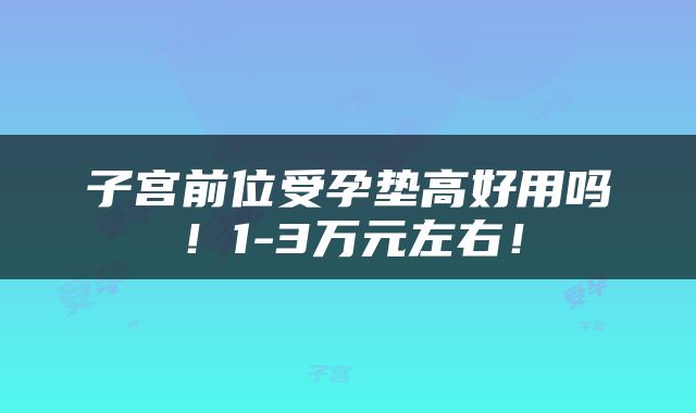 子宫前位受孕垫高好用吗！1-3万元左右！