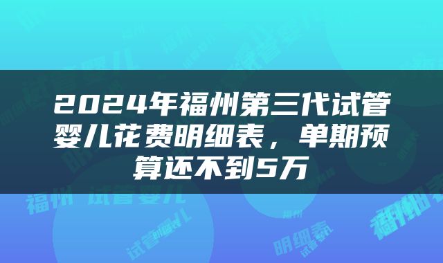 2024年福州第三代试管婴儿花费明细表，单期预算还不到5万