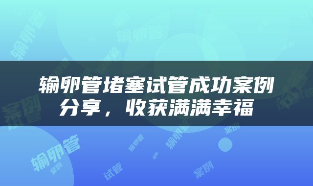 输卵管堵塞试管成功案例分享，收获满满幸福