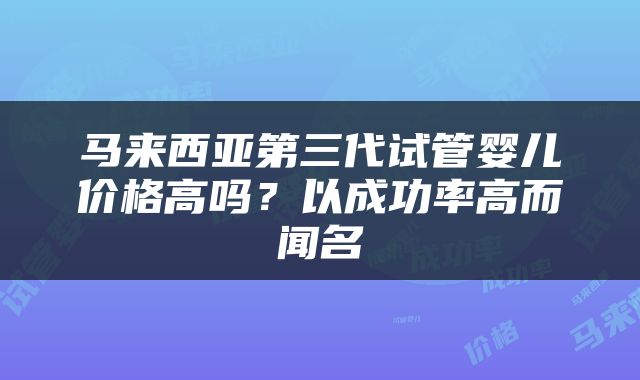 马来西亚第三代试管婴儿价格高吗？以成功率高而闻名