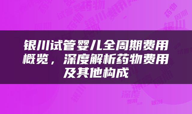 银川试管婴儿全周期费用概览，深度解析药物费用及其他构成