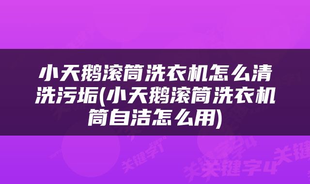 小天鹅滚筒洗衣机怎么清洗污垢(小天鹅滚筒洗衣机筒自洁怎么用)