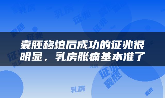 囊胚移植后成功的征兆很明显，乳房胀痛基本准了