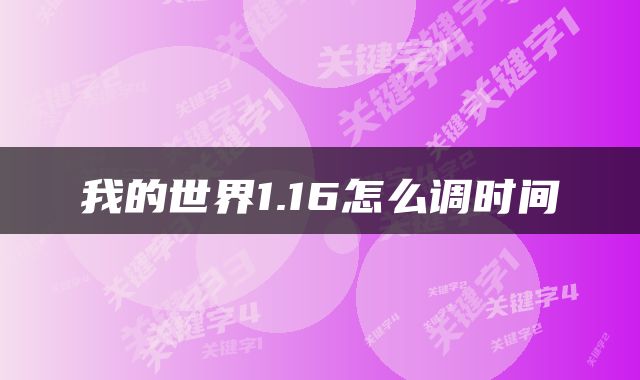我的世界1.16怎么调时间