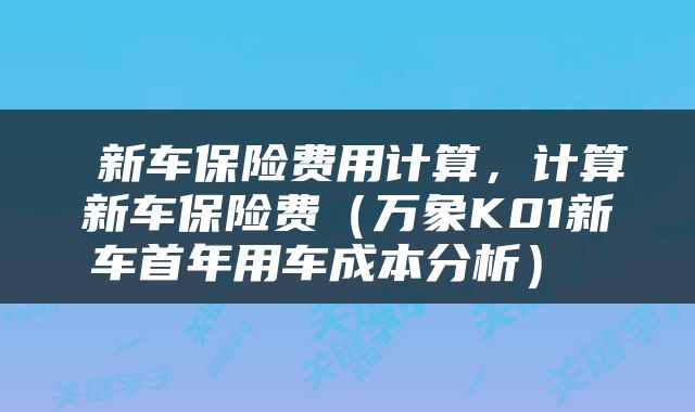  新车保险费用计算，计算新车保险费（万象K01新车首年用车成本分析） 