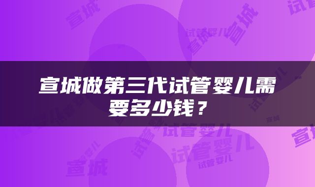 宣城做第三代试管婴儿需要多少钱？