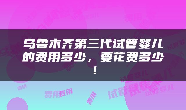 乌鲁木齐第三代试管婴儿的费用多少，要花费多少！