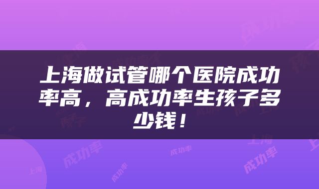 上海做试管哪个医院成功率高，高成功率生孩子多少钱！