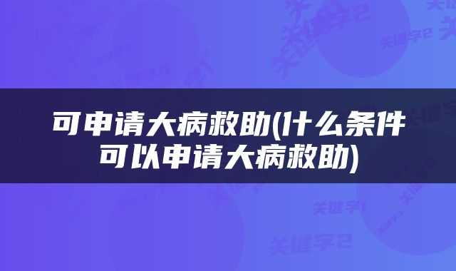 可申请大病救助(什么条件可以申请大病救助)