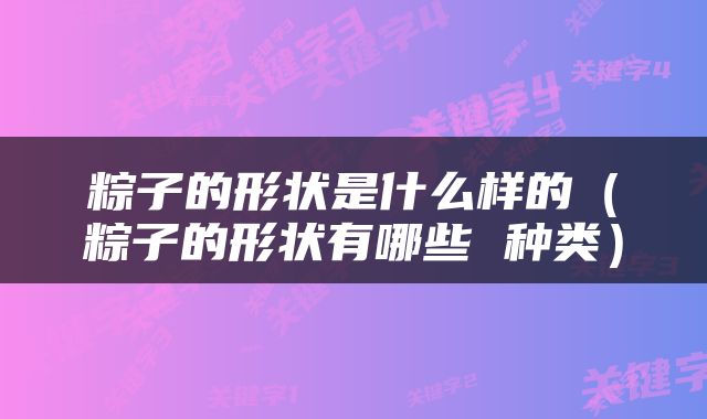 粽子的形状是什么样的（粽子的形状有哪些 种类）