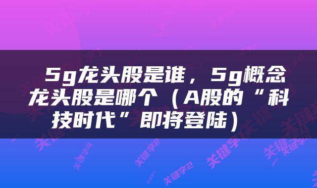  5g龙头股是谁，5g概念龙头股是哪个（A股的“科技时代”即将登陆） 