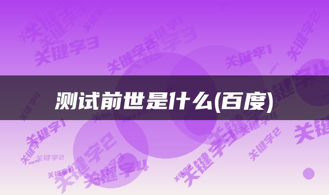 测试前世是什么(百度)