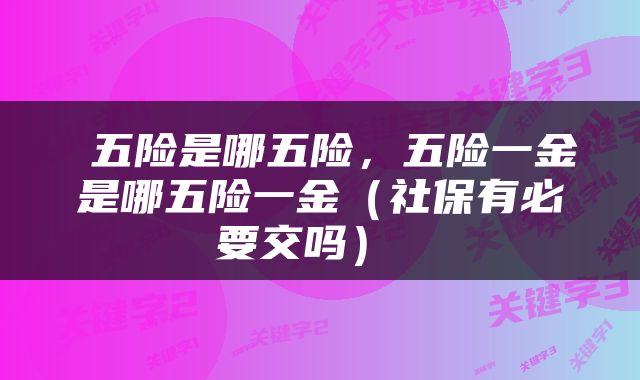  五险是哪五险，五险一金是哪五险一金（社保有必要交吗） 
