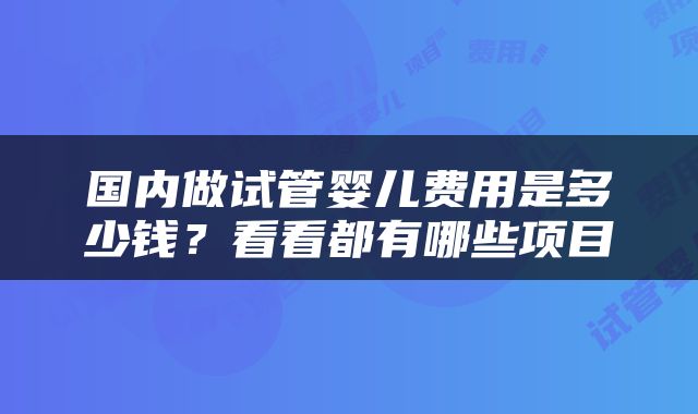 国内做试管婴儿费用是多少钱？看看都有哪些项目