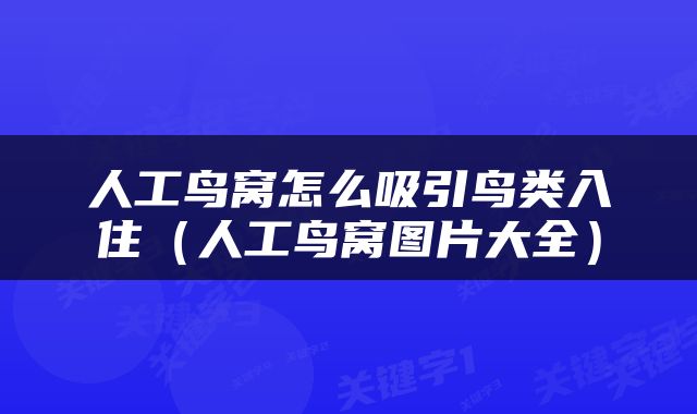 人工鸟窝怎么吸引鸟类入住（人工鸟窝图片大全）