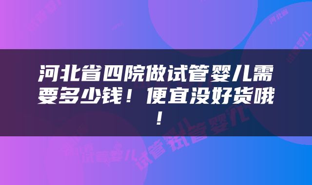 河北省四院做试管婴儿需要多少钱！便宜没好货哦！