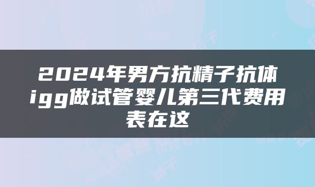 2024年男方抗精子抗体igg做试管婴儿第三代费用表在这