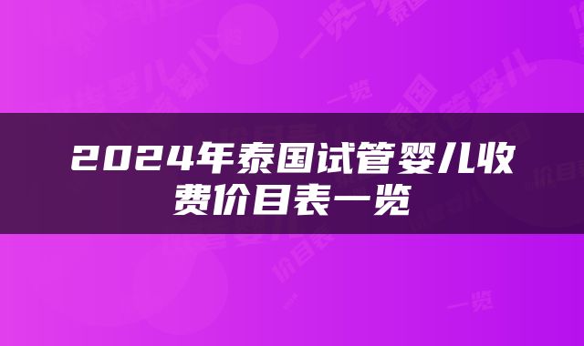 2024年泰国试管婴儿收费价目表一览