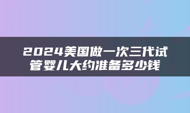 2024美国做一次三代试管婴儿大约准备多少钱