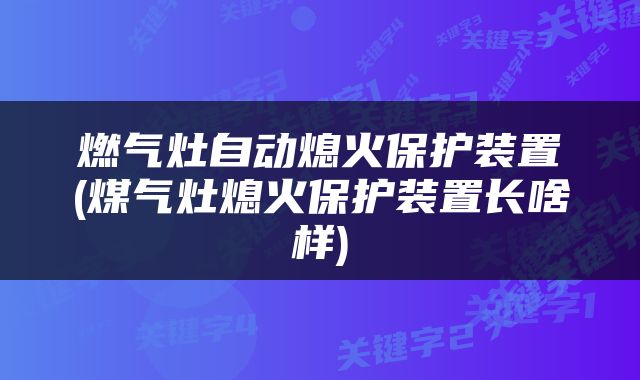 燃气灶自动熄火保护装置(煤气灶熄火保护装置长啥样)