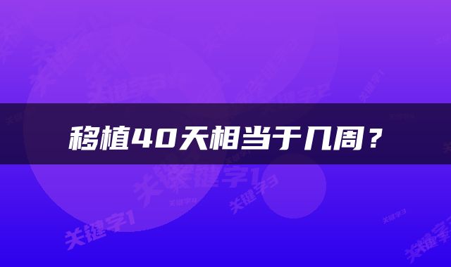 移植40天相当于几周？