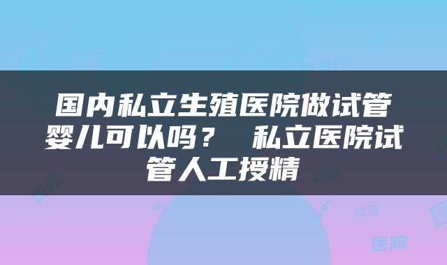 国内私立生殖医院做试管婴儿可以吗？ 私立医院试管人工授精