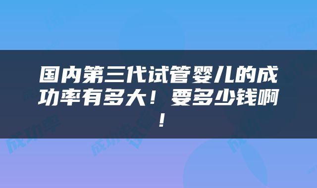国内第三代试管婴儿的成功率有多大！要多少钱啊！