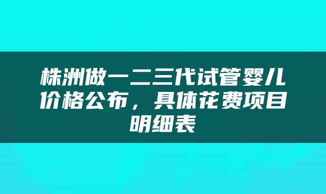 株洲做一二三代试管婴儿价格公布，具体花费项目明细表