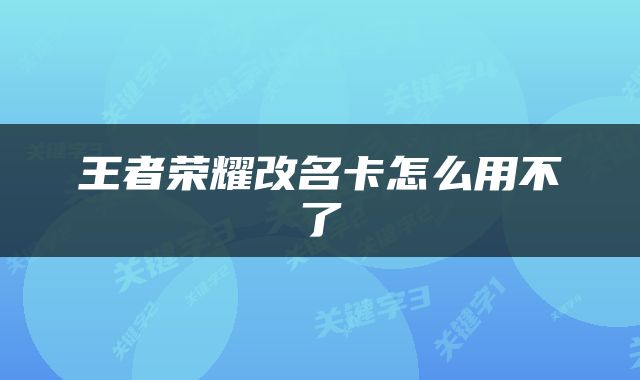 王者荣耀改名卡怎么用不了