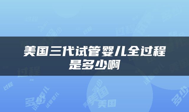 美国三代试管婴儿全过程是多少啊