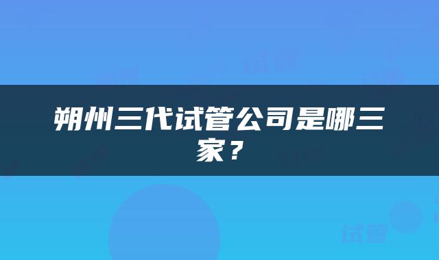 朔州三代试管公司是哪三家？